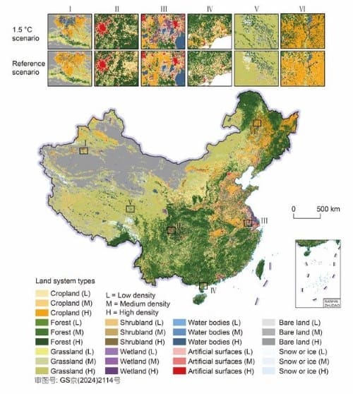 How China’s land systems will change under 1.5°C climate pledges by 2100 Image: China's land systems simulation map in 2100 (s. climate pledges)