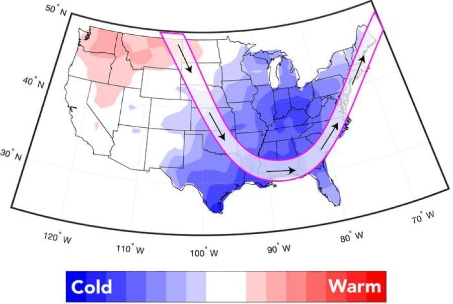 Jet stream volatility predates modern climate change Image: warming hole map