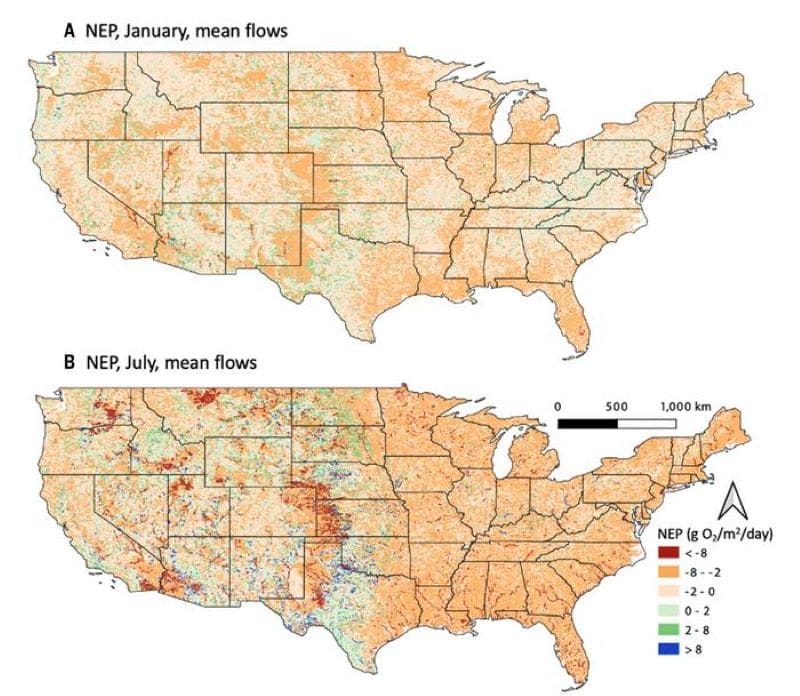 Climate Science Digest: November 9, 2025 Image: Net ecosystem productivity in the contiguous United States in January and July