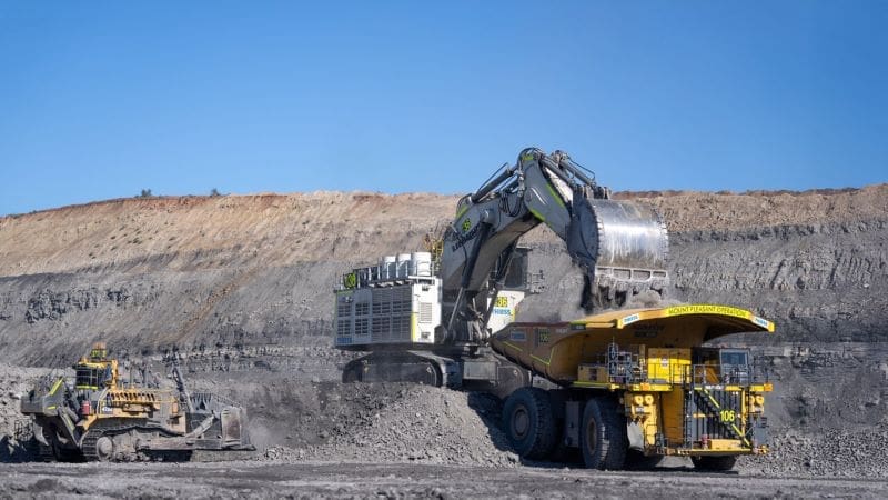 Image: Large mining haul truck operating at the Mount Pleasant open-cut coal mine near Muswellbrook, New South Wales