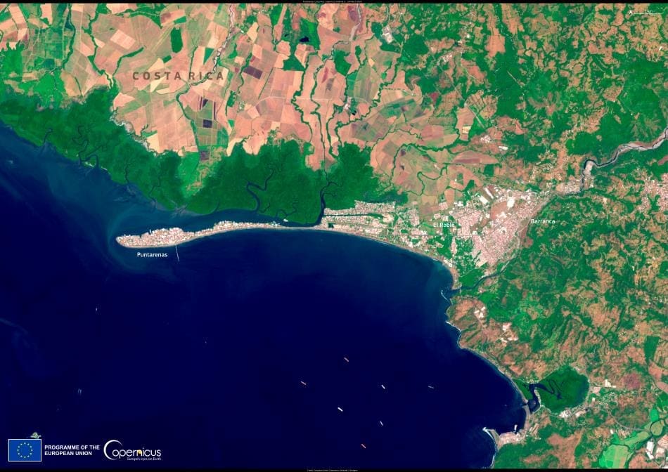 Image of the day: Rising seas threaten the narrow coast of Puntarenas Satellite Image: Puntarenas, Costa Rica